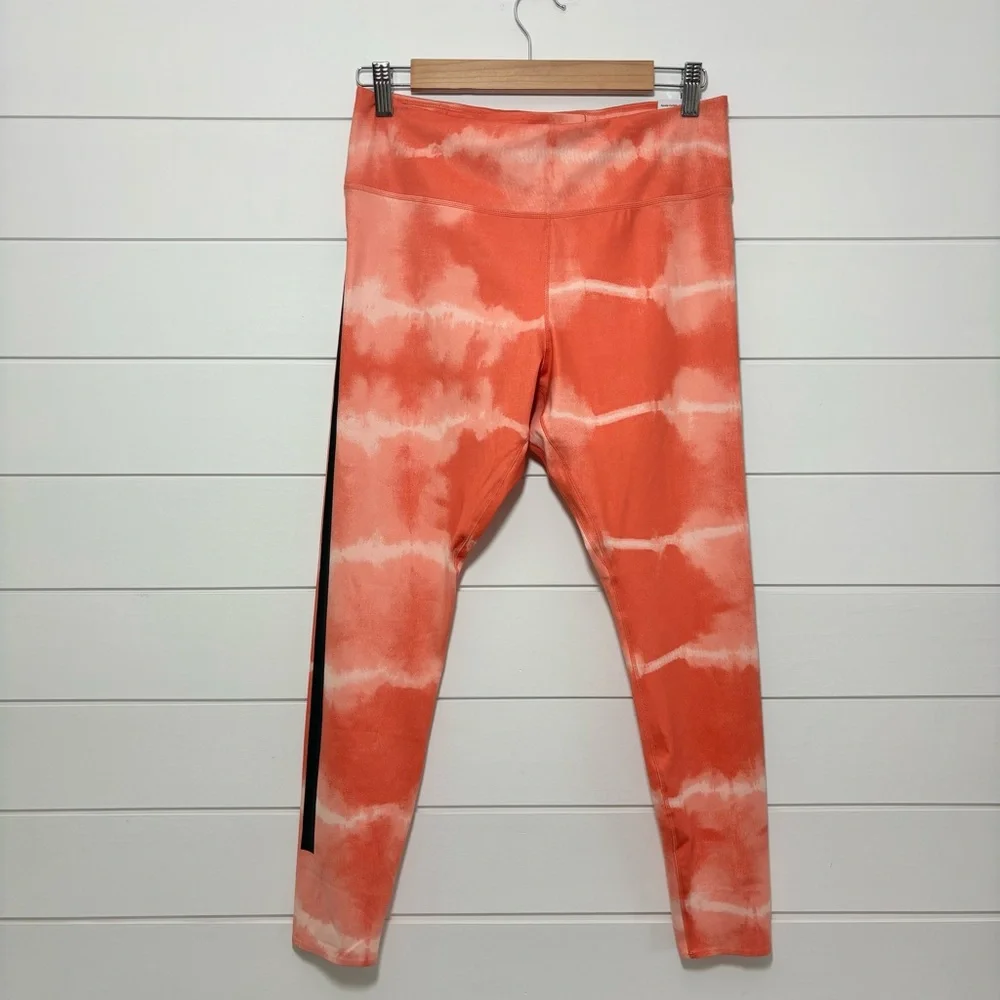 Nike Women's Dry-Fit Leggings-Madder Root&Clear Tie-Dye One Luxe Mid-Rise Size L
